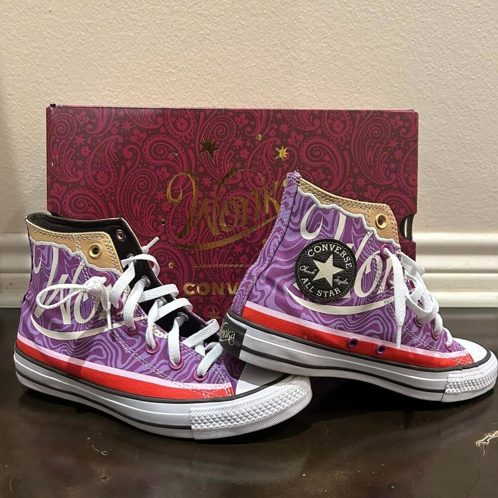 Converse Chuck Taylor All Star Hi Willy Wonka Swirl W/7, M/5 Purple A08154C